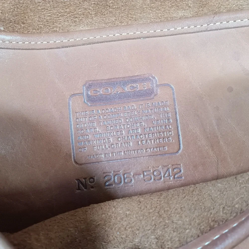 Vintage Coach Purse clasp brown messenger bag with handle and flower stap5942